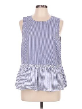 Jcrew Sleeveless Blue Stripe Peplum Top size L